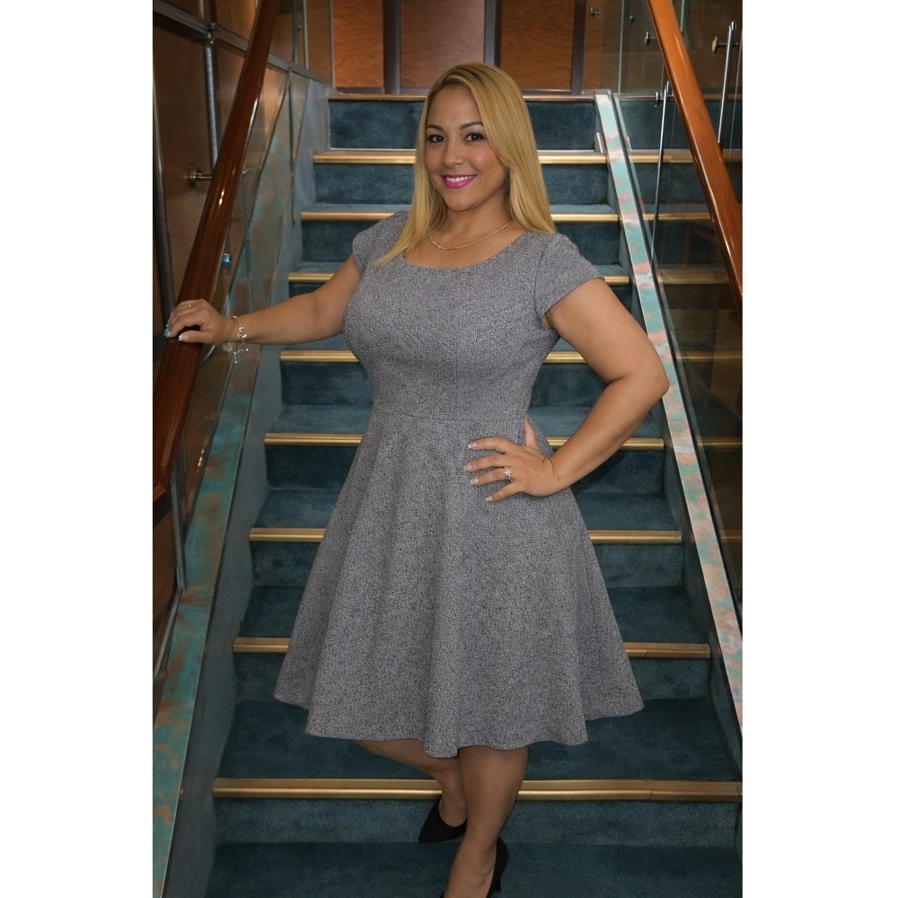 Ness Heritage Tweeds Dress Womens 10 Blue Brown Wool A-Line Tweed